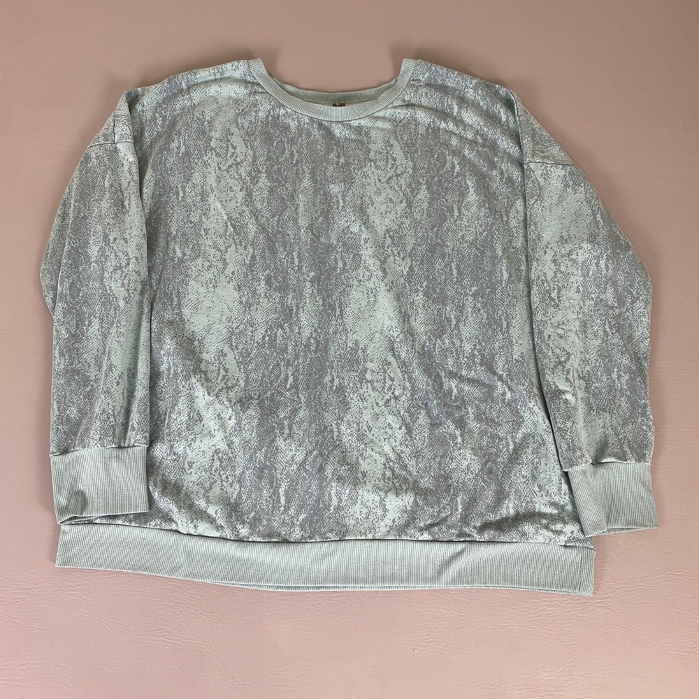 MONDETTA Sweatshirt Snakeskin Print Women's XXL Mint Green‎ Long Sleeve Pullover